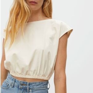 EVERLANE Bubble Top Poplin Cotton Pastel Yellow. Size Small